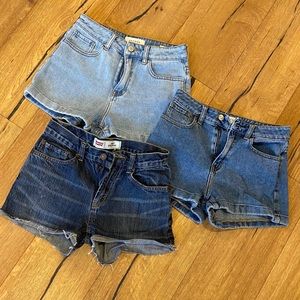 3 pairs of jean shorts